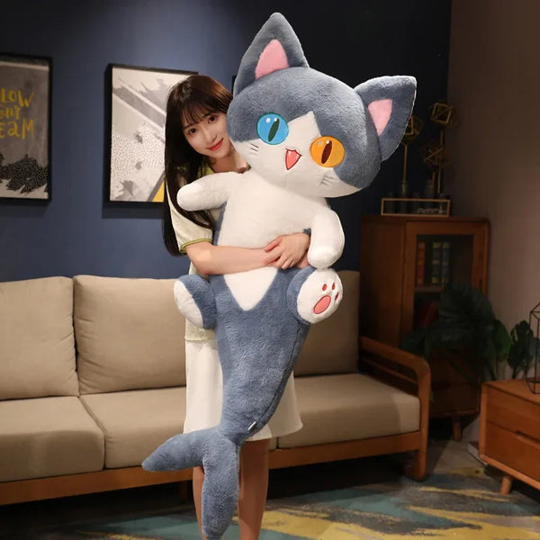 Kawaii Transform Blue Shark Cat Plush Toy – 50-85cm Soft Pillow Gift