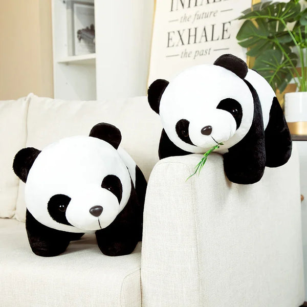 Kawaii Plush Panda Toys Lovely Pillow Panda with Bamboo Leaves Stuffed Soft Animal