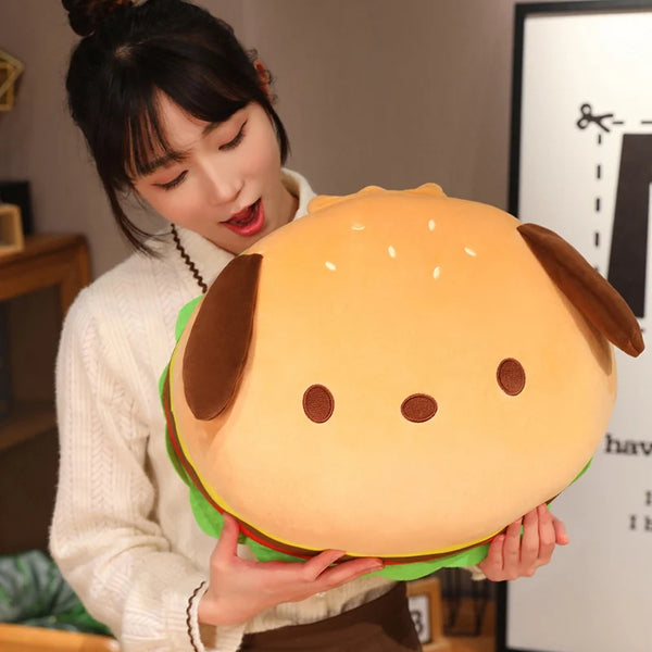 Bring Home the Capybara Puppy Dog Hamburger Pillow