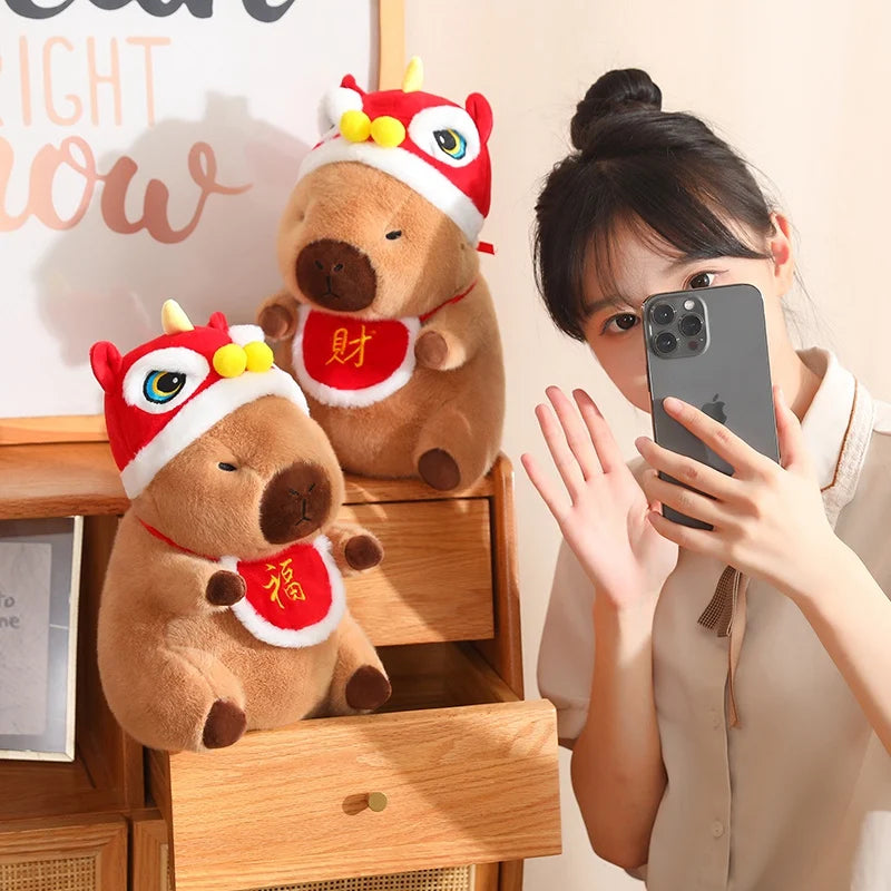 New Year Capybara Plush Doll – Soft Cartoon Toy Pillow Gift