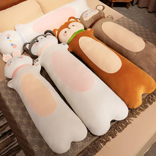 Cute Soft Long Fox Cat Monkey Rabbit Husky Plush Toys Stuffed Animal Cushion