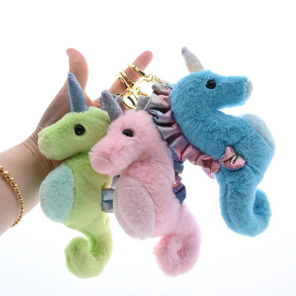 12cm Cute Seahorse Plush Toy Soft Sea Animal Hippocampus Doll Keychain Pendant Backpack Birthday Gifts