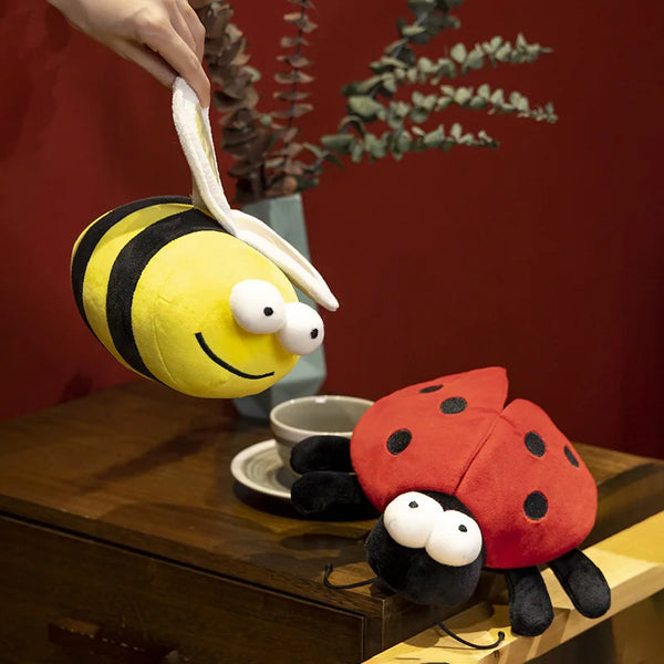 Colorful Ladybug and Bee Plush Toys – Soft Insect Dolls for Kids' Gifts