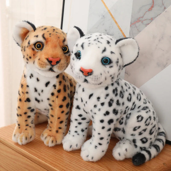 28/32cm Simulation White Leopard Lifelike Animal Plushie Sitting Spotted Leopard Nice Gifts For Friends Home Decro