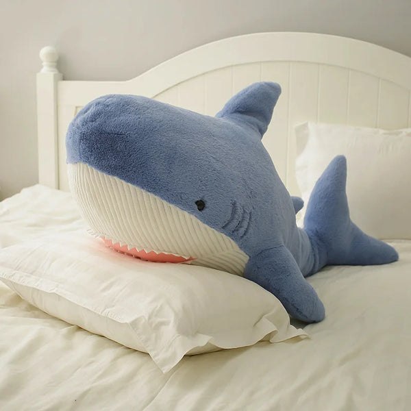 Blue Narwhal and Grey Shark Plush Toys – Soft Sea Animal Pillows