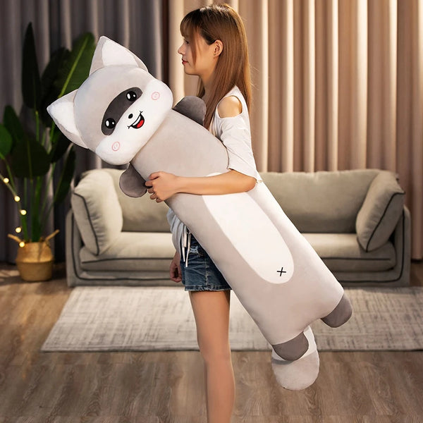 Cute Cat Plush Doll Soft Long Body Raccoon Pillow Stuffed Toys Kawaii Kids Girls
