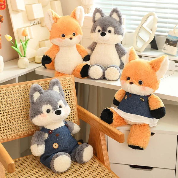 50cm New Kawaii Running Wolf Plush Toys Cartoon Stuffed Animal Lovely Soft Cuddly Baby Plushie Doll Toy for Girls Gift Decor