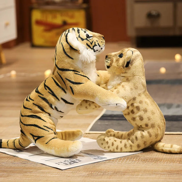 Simulation Lion Tiger Leopard Plush Toys – A Wild World in Soft Form