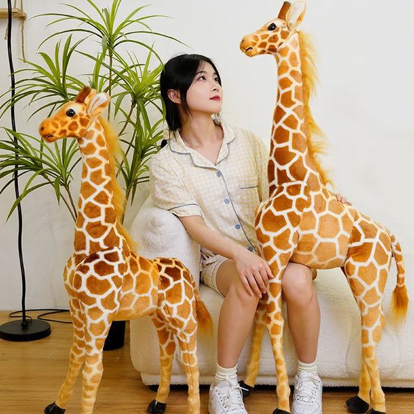 Giant Simulation Giraffe Plush Toys Lifelike Wild Animal Giraffe Stuffed Doll