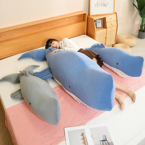 Lifelike Sperm Whale Plush Toy – Soft Sea Animal Cushion