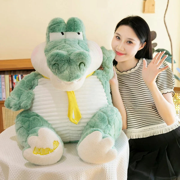 Bonito macio verde gigante crocodilo brinquedo de pelúcia fofo completo animal de pelúcia travesseiro boneca selva jacaré sofá almofada presentes aniversário