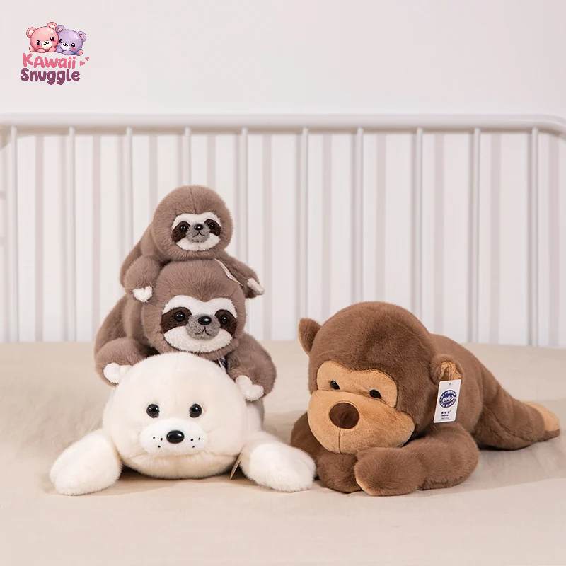 Cartoon Seals Monkey Sloth Plush – A Hug-Worthy Companion