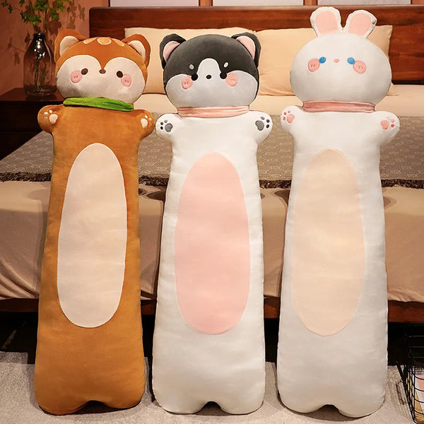 Cute Soft Long Fox Cat Monkey Rabbit Husky Plush Toys Stuffed Animal Cushion