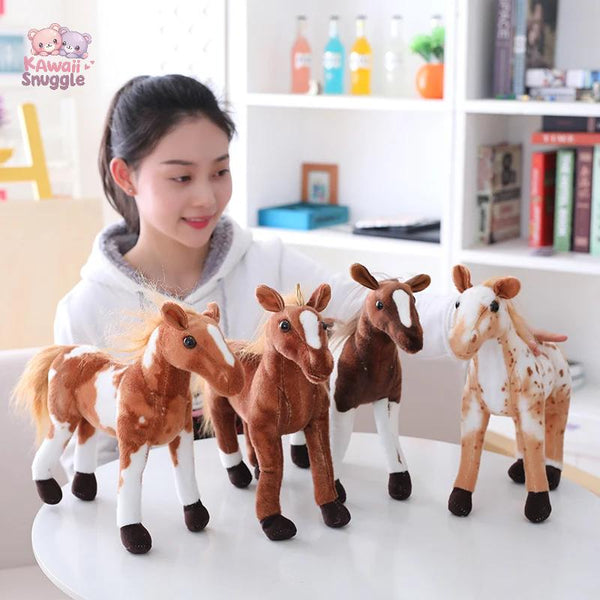 Plush Lifelike Horse Toy - High-Quality Stuffed Animal for Kids