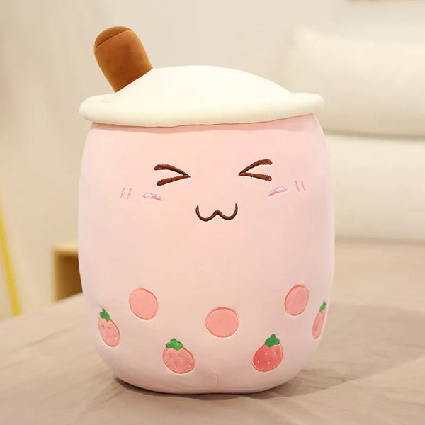 Cute Fruit Bubble Tea Cup Plush Toys Cute Milk Tea Pillow Fruit Boba With Suction Soft Stuffed Hug Toy Home Decor Birthday Gifts