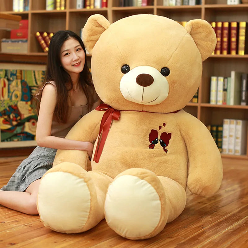 60-100cm Teddy bear with bow Large Cute Teddy Bear Plush Toy Lovely Huge Stuffed Soft Bear Wear Bowknot Bear Kids Toy Birthday Gift For Girlfriend