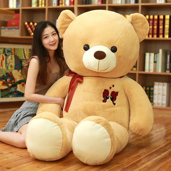 60-100cm Teddy bear with bow Large Cute Teddy Bear Plush Toy Lovely Huge Stuffed Soft Bear Wear Bowknot Bear Kids Toy Birthday Gift For Girlfriend