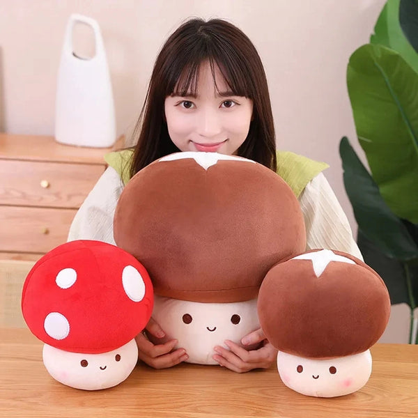 Cute Simulated Mushroom Plush Toy Stuffed Soft Lifelike Plant Kawaii Shiitake Mushroom