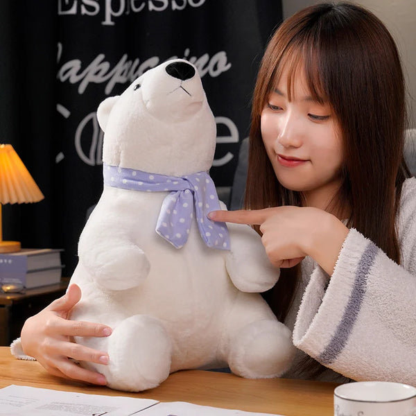 Lovely Polar Bear Plush Toys Cute Soft White Bears With Scarf Dolls
