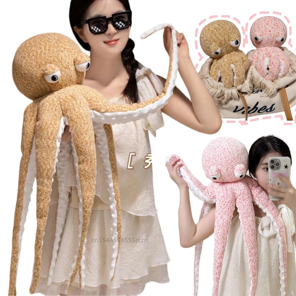 Giant Long-Leg Octopus Plush Toy – Super Soft Sea Animal Pillow in Pink or Yellow