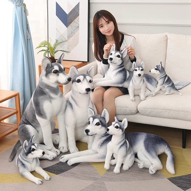 High Quality Big Simulation Dog Plush Toy Stuffed Lifelike Husky Dog Puppy Doll