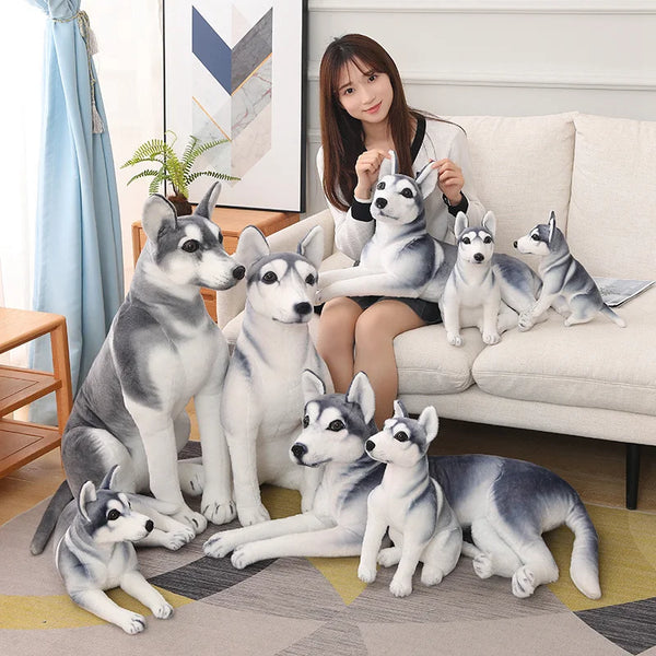 High Quality Big Simulation Dog Plush Toy Stuffed Lifelike Husky Dog Puppy Doll