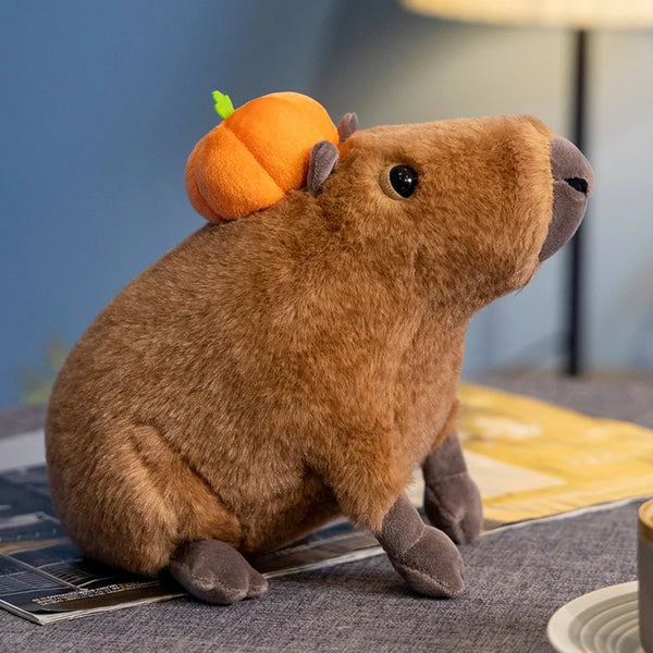 Capybara Plush Doll – A Cozy Companion with Pumpkin Charm