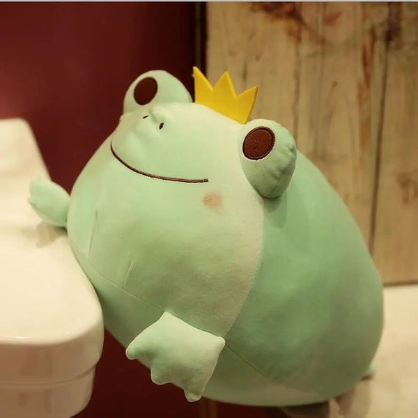 cute the Crown Frog plush pillow stuffed down cotton toys kawaii smile frog dolls birthday gift