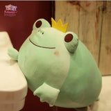 Cute Crown Frog Plush Pillow – Soft Kawaii Smiling Frog Doll green Kawaii Snuggle