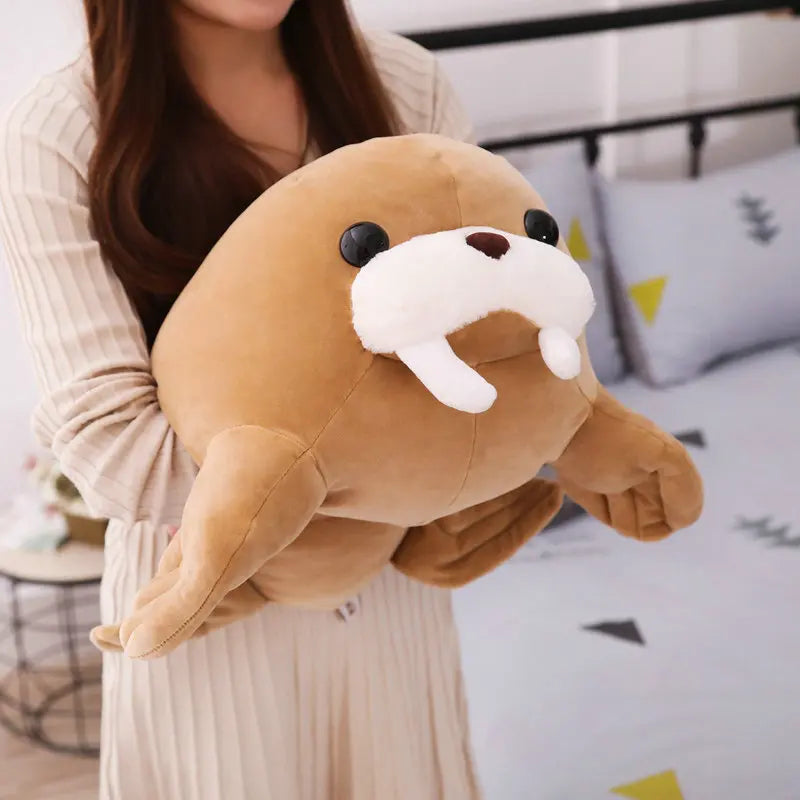 Kawaii Walrus Plush Pillow – Soft Sea Lion Stuffed Toy Gift