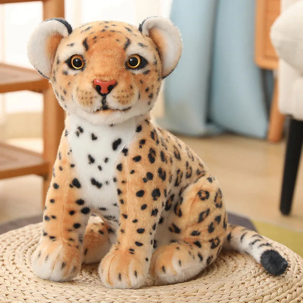 28/32cm Simulation White Leopard Lifelike Animal Plushie Sitting Spotted Leopard Nice Gifts For Friends Home Decro