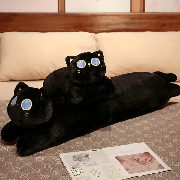 Black Cat Plush Toy – Soft Stuffed Kitten Pillow for Cozy Cuddles and Gifting Joy