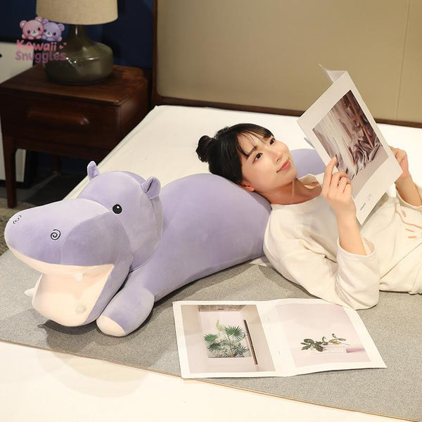 Cute Long Hippopotamus Plush Pillow – Soft & Cozy