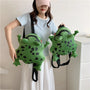 Women Funny Frog backpack net red plush frog bag ins girl cute schoolbag