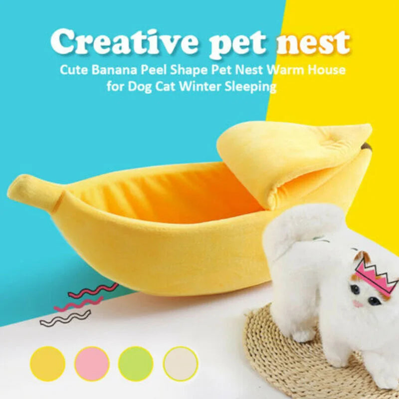 Banana Cat Bed House Funny Cute Cozy Cat Mat Beds Warm Durable Portable Pet
