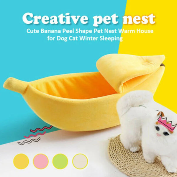Banana Cat Bed House Funny Cute Cozy Cat Mat Beds Warm Durable Portable Pet