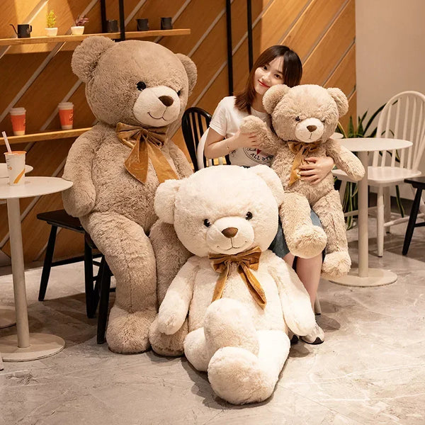 1pc High Quality Giant American Teddy Bear with Bow Plush Doll Soft Stuffed Animal Bear Plush Toys Girls Valentine Lover Birthday Gift