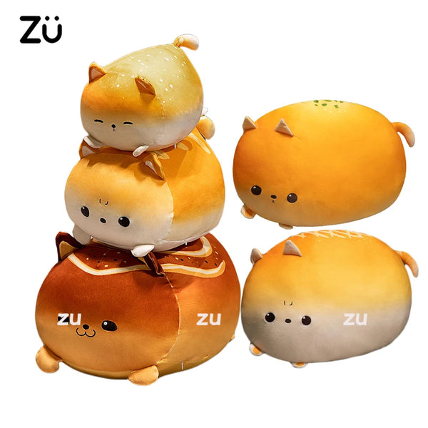 Kawaii Bread Cat Plush Pillow – Cute Toast Stuffed Toy Gift