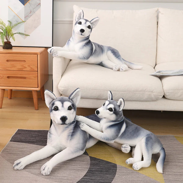 High Quality Big Simulation Dog Plush Toy Stuffed Lifelike Husky Dog Puppy Doll