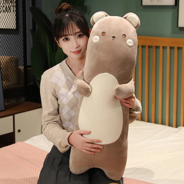 Cartoon Animal Rabbit Bear Duck Chick Plush Toys Stuffed Soft Long Sleep Pillow Doll