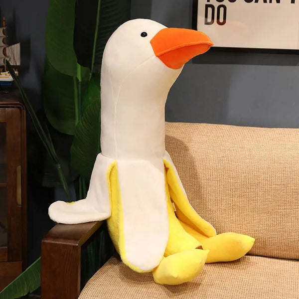 Fluffy Banana Duck Plush Toys Sleep Pillow Cute Animal Stuffed Swan Goose Dolls