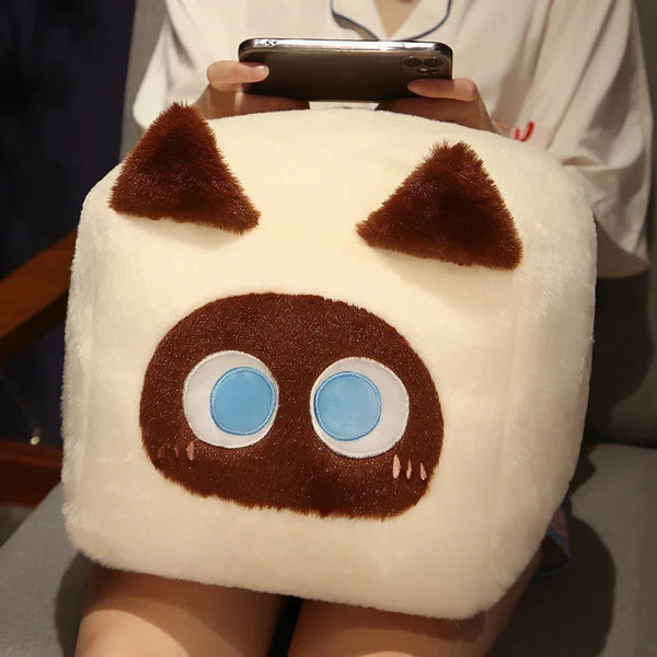 20CM Square Cat Plush Pillow Cute Big Eyes Black Kitten Stuffed Soft Cushion Sofa Bedroom Decoration Gifts
