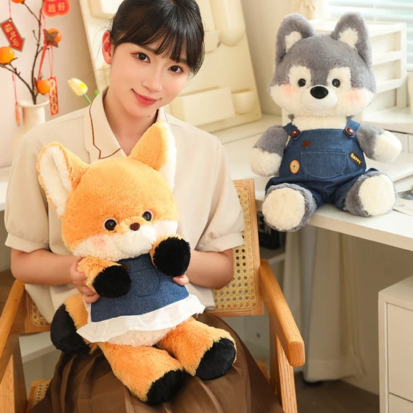 50cm New Kawaii Running Wolf Plush Toys Cartoon Stuffed Animal Lovely Soft Cuddly Baby Plushie Doll Toy for Girls Gift Decor