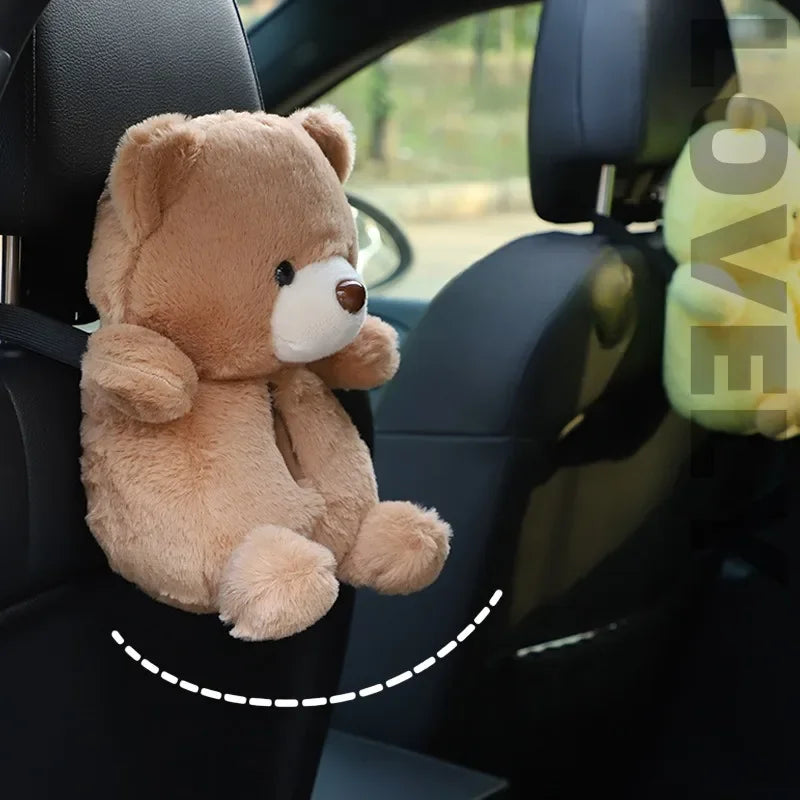 Car Tissue box plush cute cartoon bear duck seat back hanging drawer cover