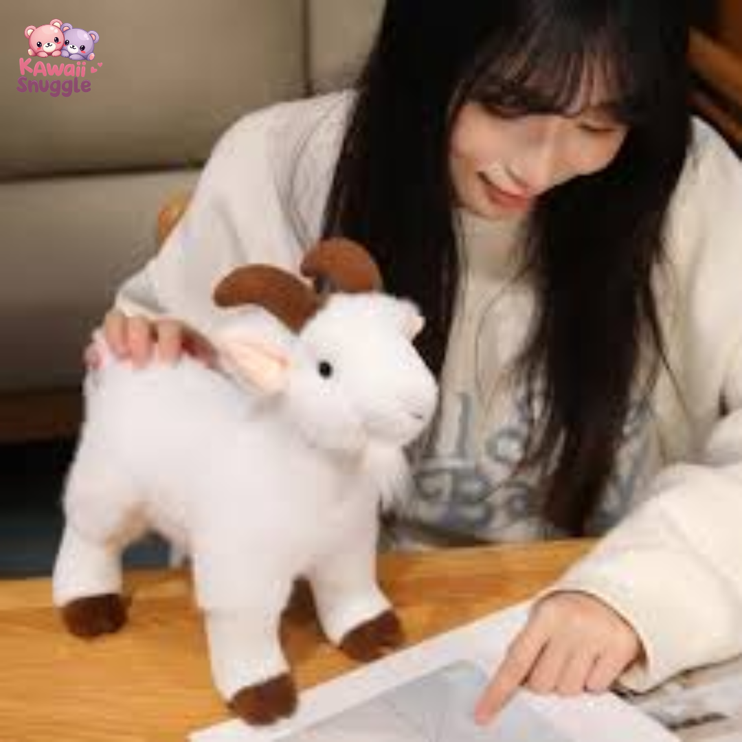 Real Life White Black Goat Soft Toy – A Cuddly Farmyard Friend Kawaii Snuggle