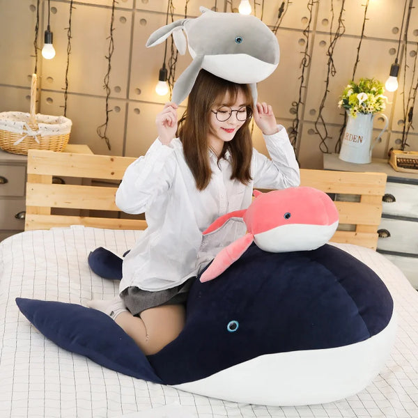 Cute Dream Giant size big Whale Plush Toy Whale Stuffed Doll Soft Short Plush Sleeping Pillow Xmas Gift For Kid Children