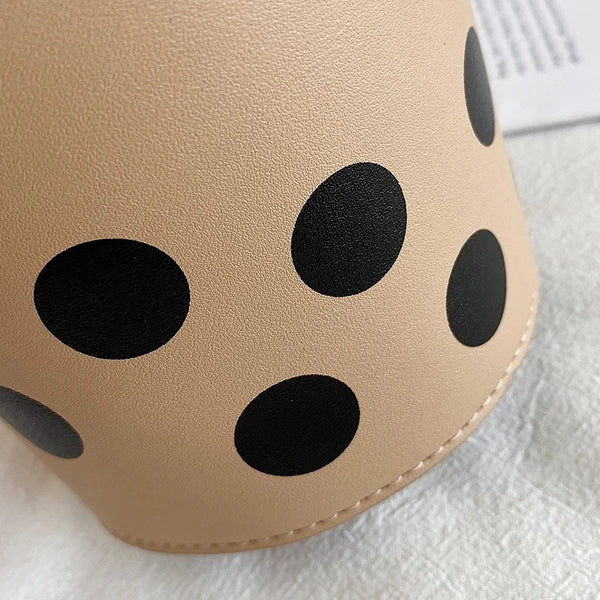 Cute Cartoon Milk Tea Women Crossbody Bags High Quality Pu Bucket