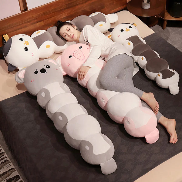 Kawaii Long Sleeping Pillow – Cat, Koala & Elephant Plush Companions for Dreamy Rest