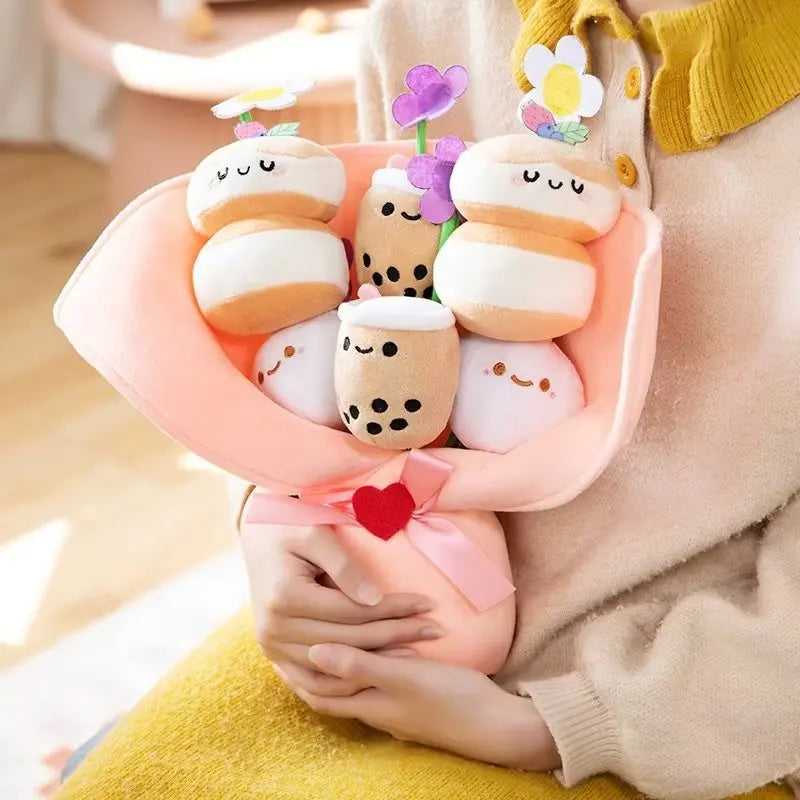 Kawaii Boba Flower Plush Toy Bouquet – A Sweet Twist on Traditional Gifting