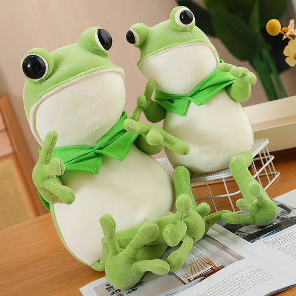 Kawaii Cloak Frog Plush Toy Soft Stuffed Animal Big Eyes Frog Doll Lovely Baby Hug